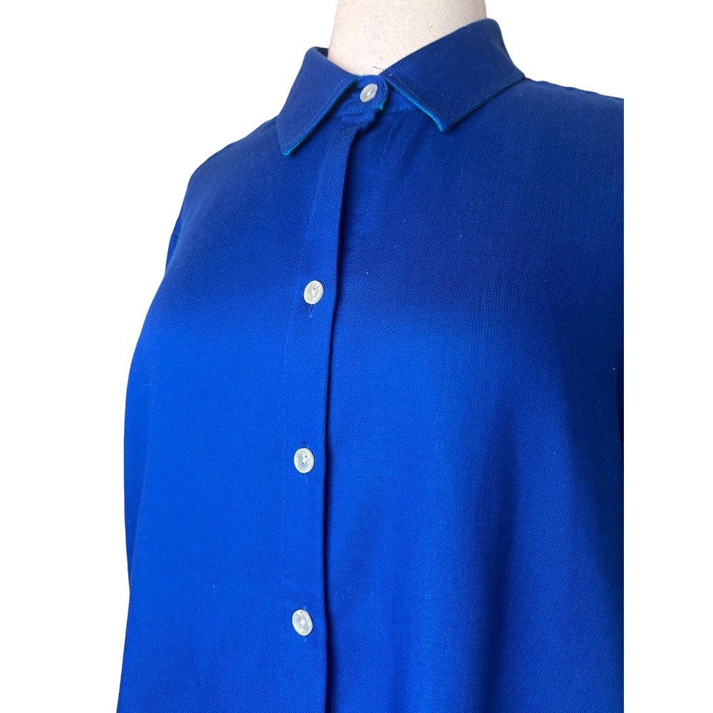 Hinson Wu Shirt XL Blue Teal Long Sleeve Double Face Shirt - Picture 5 of 7